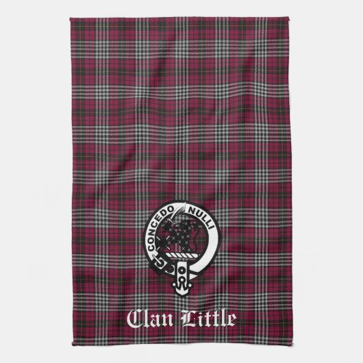 Scottish Clan Little Crest Badge and Tartan Custom Theedoek (Verticaal)