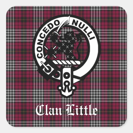 Scottish Clan Little Crest Badge and Tartan Custom Vierkante Sticker (Voorkant)