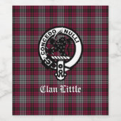 Scottish Clan Little Crest Badge and Tartan Custom Wijn Etiket (Enkel label)