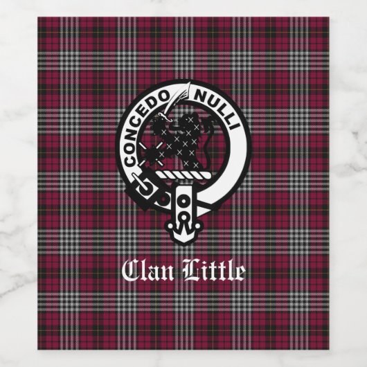 Scottish Clan Little Crest Badge and Tartan Custom Wijn Etiket (Enkel label)