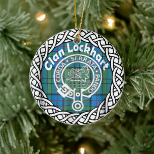 Scottish Clan Lockhart Tartan en Crest Keramisch Ornament
