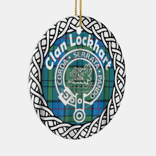 Scottish Clan Lockhart Tartan en Crest Keramisch Ornament (Rechts)