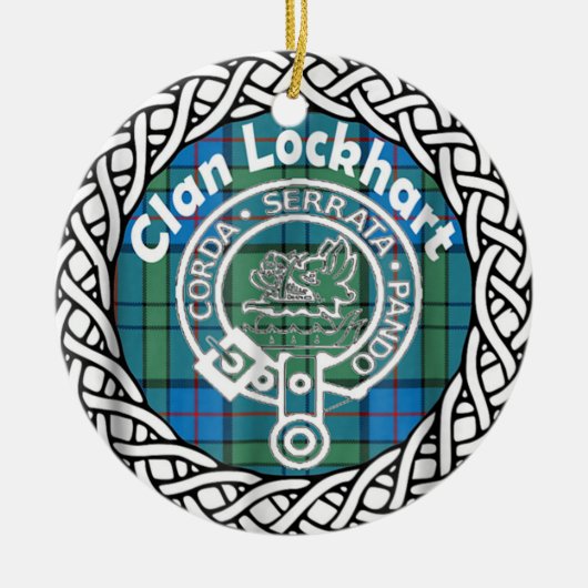 Scottish Clan Lockhart Tartan en Crest Keramisch Ornament (Voorkant)