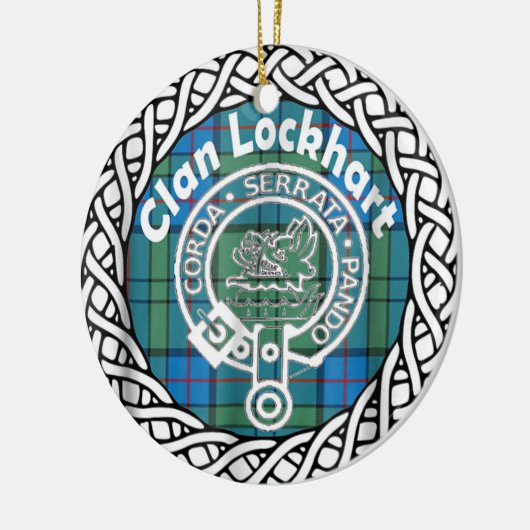 Scottish Clan Lockhart Tartan en Crest Keramisch Ornament (Links)