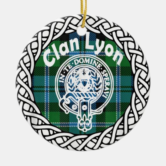 Scottish Clan Lyon Tartan en Crest Keramisch Ornament (Voorkant)