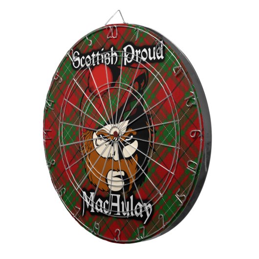 Scottish Clan MacAulay Tartan Dartboard Dartbord (Voorkant Rechts)