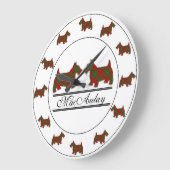 Scottish Clan MacAulay Tartan Plaid Scottie Dogs Grote Klok (Hoek)