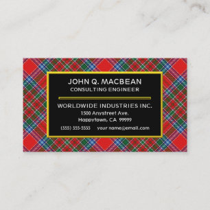 Scottish Clan MacBean MacBain Tartan Pset Visitekaartje