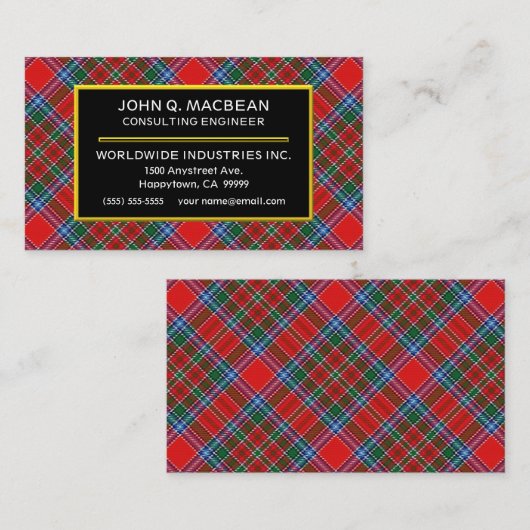 Scottish Clan MacBean MacBain Tartan Pset Visitekaartje (Voorkant / Achterkant)