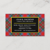 Scottish Clan MacBean MacBain Tartan Pset Visitekaartje (Voorkant)
