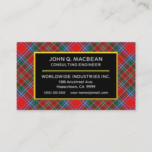 Scottish Clan MacBean MacBain Tartan Pset Visitekaartje (Voorkant)