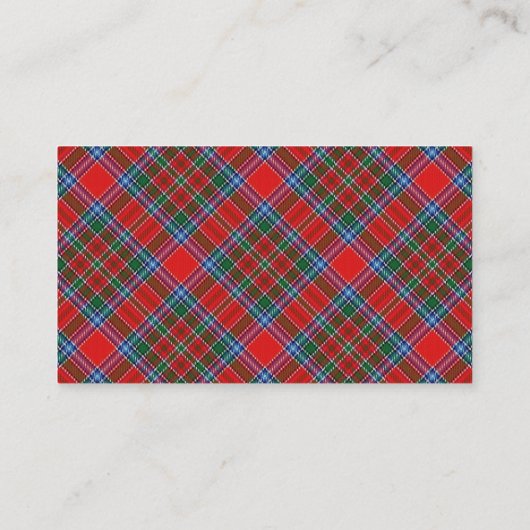 Scottish Clan MacBean MacBain Tartan Pset Visitekaartje (Achterkant)