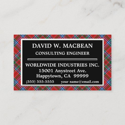 Scottish Clan MacBean MacBain Tartan Pset Visitekaartje (Voorkant)