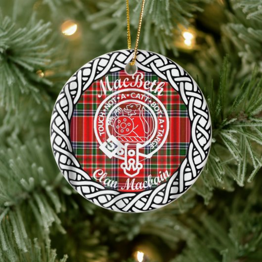 Scottish Clan MacBeth Tartan en Crest Keramisch Ornament (Boom)