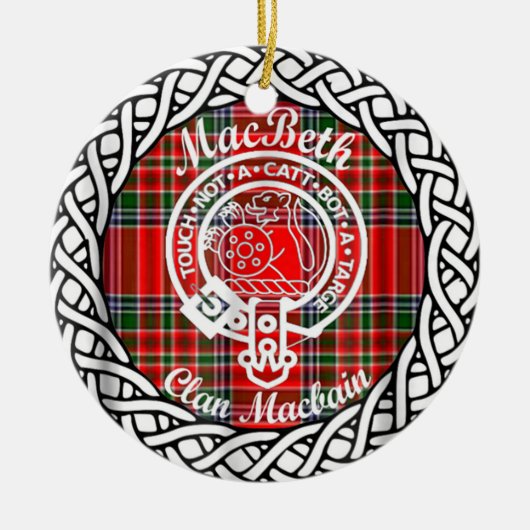 Scottish Clan MacBeth Tartan en Crest Keramisch Ornament (Voorkant)