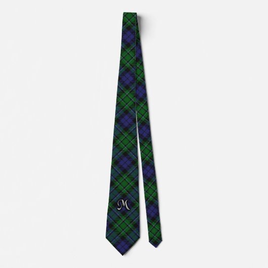 Scottish Clan MacCallum Letter M Monogram Tartan Stropdas (Voorkant)
