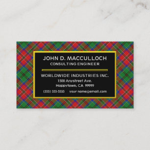 Scottish Clan MacCulloch Tartan Pset Visitekaartje