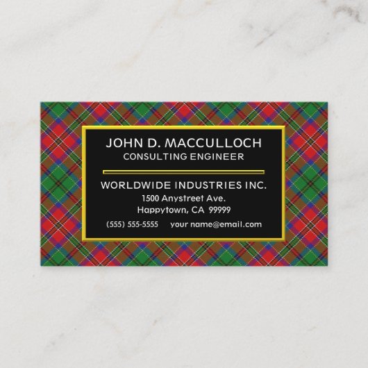 Scottish Clan MacCulloch Tartan Pset Visitekaartje (Voorkant)