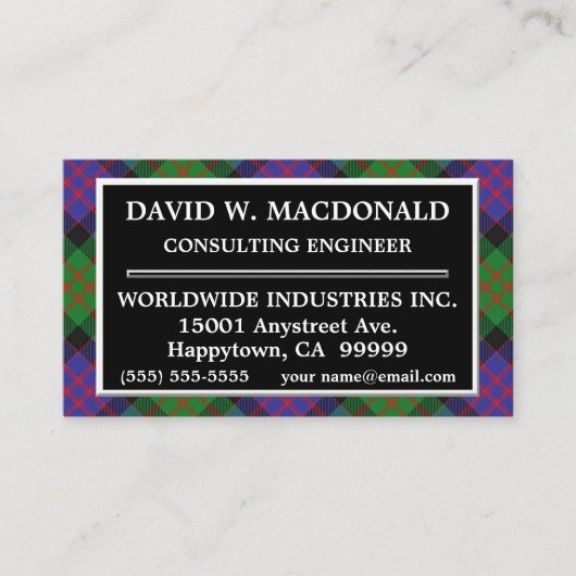 Scottish Clan MacDonald Donald Tartan Pset Visitekaartje (Voorkant)