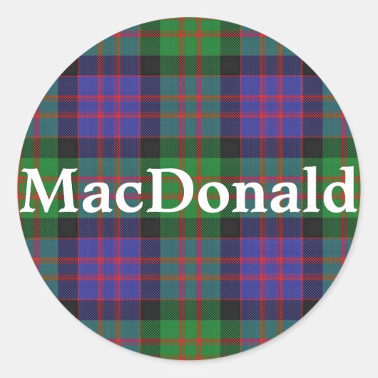 Scottish Clan MacDonald Tartan Pset Ronde Sticker (Voorkant)