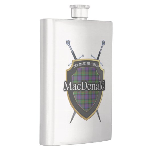 Scottish Clan MacDonald Tartan Shield en Swords Heupfles (Rechts)