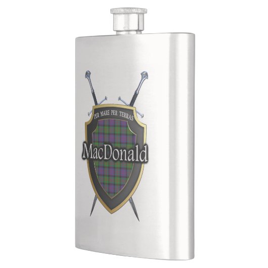 Scottish Clan MacDonald Tartan Shield en Swords Heupfles (Links)