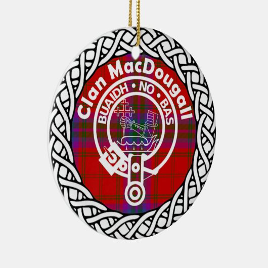 Scottish Clan MacDougall Tartan en Crest Keramisch Ornament (Rechts)