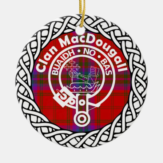 Scottish Clan MacDougall Tartan en Crest Keramisch Ornament (Voorkant)