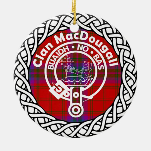 Scottish Clan MacDougall Tartan en Crest Keramisch Ornament (Achterkant)