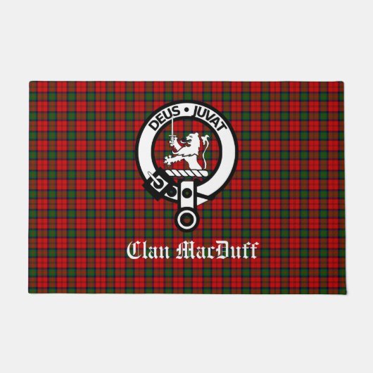 Scottish Clan MacDuff Tartan en Crest Badge Deurmat (Voorkant)