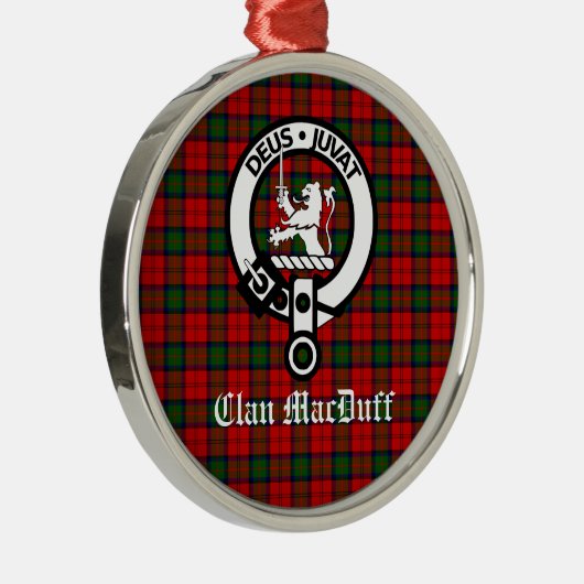 Scottish Clan MacDuff Tartan en Crest Badge Metalen Ornament (Rechts)
