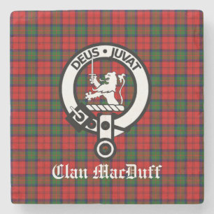Scottish Clan MacDuff Tartan en Crest Badge Stenen Onderzetter