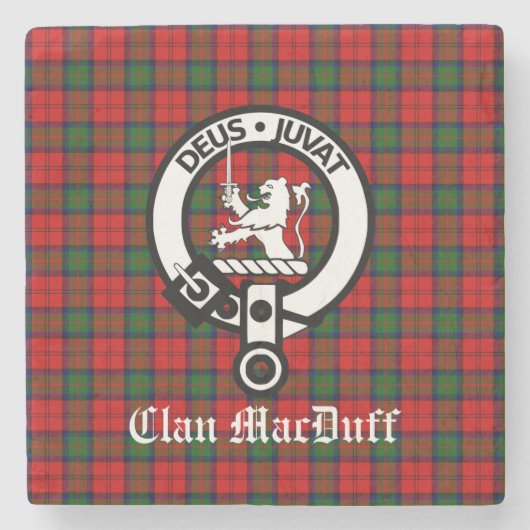 Scottish Clan MacDuff Tartan en Crest Badge Stenen Onderzetter (Voorkant)