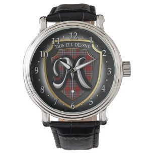 Scottish Clan MacFarlane McFarland Tartan Shield Horloge