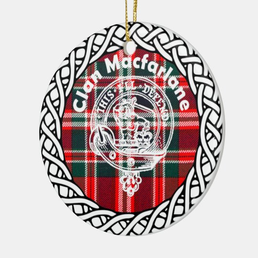 Scottish Clan Macfarlane Tartan en Crest Keramisch Ornament (Links)