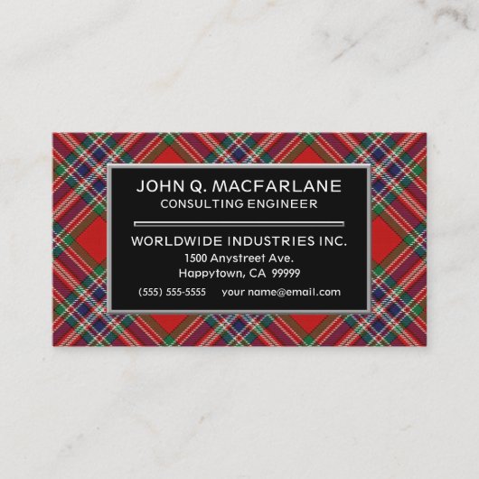 Scottish Clan MacFarlane Tartan Pset Visitekaartje (Voorkant)