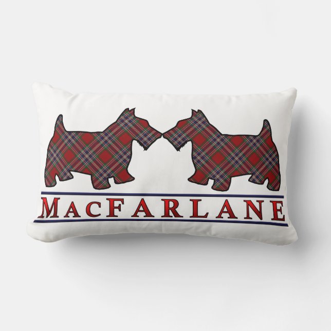 Scottish Clan MacFarlane Tartan Scottie Dogs Kussen (Voorkant)