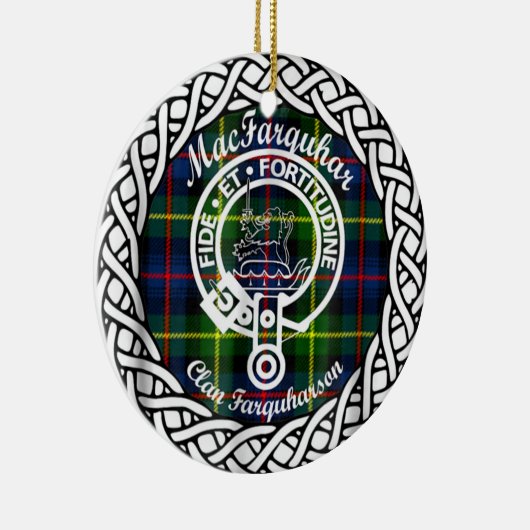 Scottish Clan MacFarquhar Tartan en Crest Keramisch Ornament (Rechts)