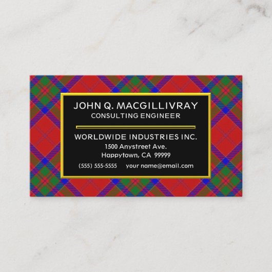 Scottish Clan MacGillivray Tartan Pset Visitekaartje (Voorkant)