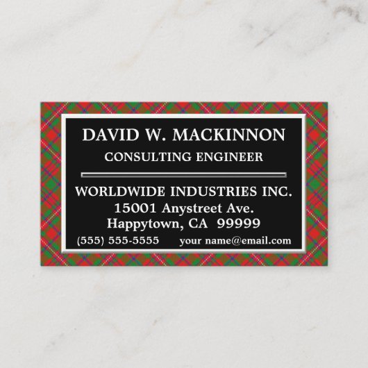 Scottish Clan MacKinnon Tartan Pset Visitekaartje (Voorkant)