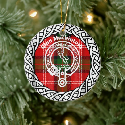 Scottish Clan Mackintosh Tartan en Crest Keramisch Ornament (Boom)