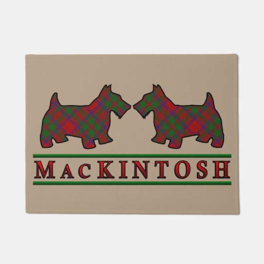 Scottish Clan MacKintosh Tartan Scottie Dogs Deurmat (Voorkant)