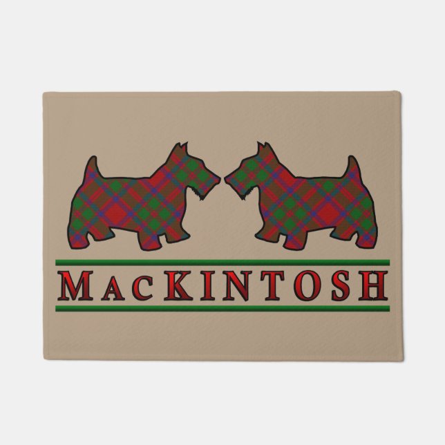 Scottish Clan MacKintosh Tartan Scottie Dogs Deurmat (Voorkant)