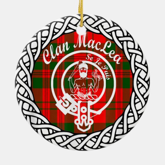 Scottish Clan Maclea Tartan en Crest Keramisch Ornament (Achterkant)