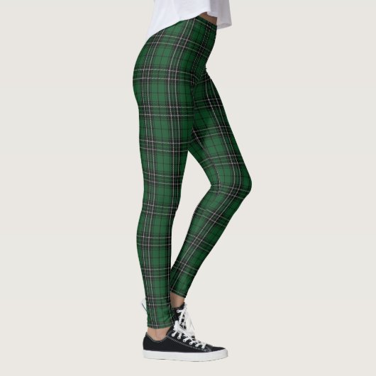 Scottish Clan MacLean Green Black Hunting Tartan Leggings (Rechts)