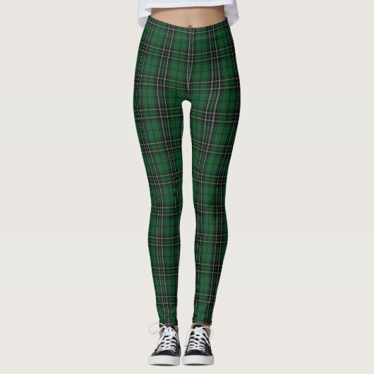 Scottish Clan MacLean Green Black Hunting Tartan Leggings (Voorkant)