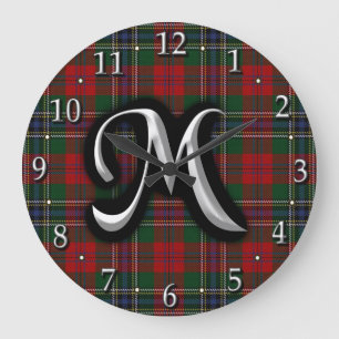 Scottish Clan MacLean Letter M Monogram Tartan Grote Klok