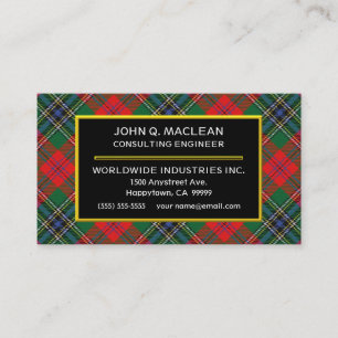 Scottish Clan MacLean Red Tartan Pset Visitekaartje