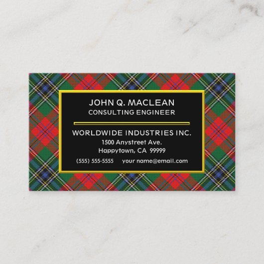 Scottish Clan MacLean Red Tartan Pset Visitekaartje (Voorkant)