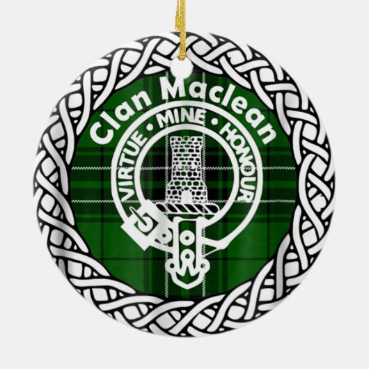 Scottish Clan Maclean Tartan en Crest Keramisch Ornament (Achterkant)
